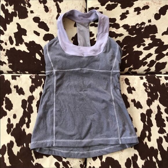 Lululemon Purple Striped Scoopneck Workout Top - Picture 2 of 6